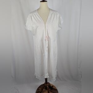 Carriage Court Vintage White Nightgown Robe Peignoir Cottagecore Sears Sz M